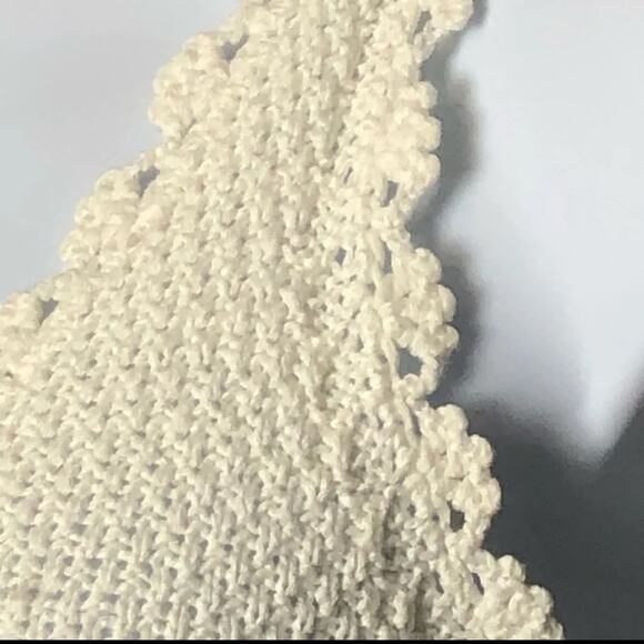Debut Cream Crochet Knit Cropped Tank Top Open Back Scalloped S/M - Picture 7 of 10